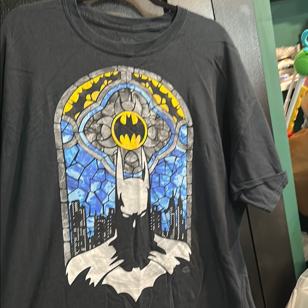 Batman Black Tee with Blue and Yellow Design
